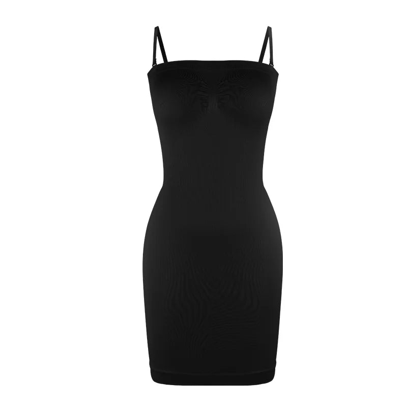 Strapless Shapewear Slip Dress, Adjustable Strap Body Shaper