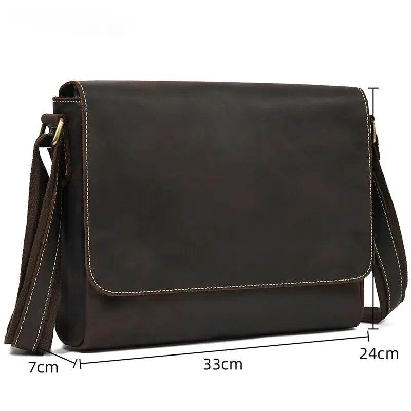 Genuine Leather Men’s Shoulder Bag Casual Crossbody Messenger Bag - VacationGrabs