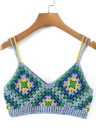 Boho Crochet Cropped Camis Tank Top Handmade Knittted - VacationGrabs