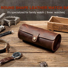 Leather Watch Case with Three Round Buckles for Convenient Travel Storage - VacationGrabs