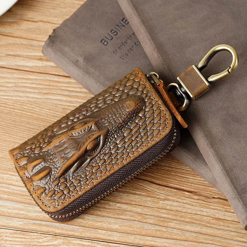 Alligator Pattern Leather Key Wallet for Car Keys Genuine Leather Key Case - VacationGrabs