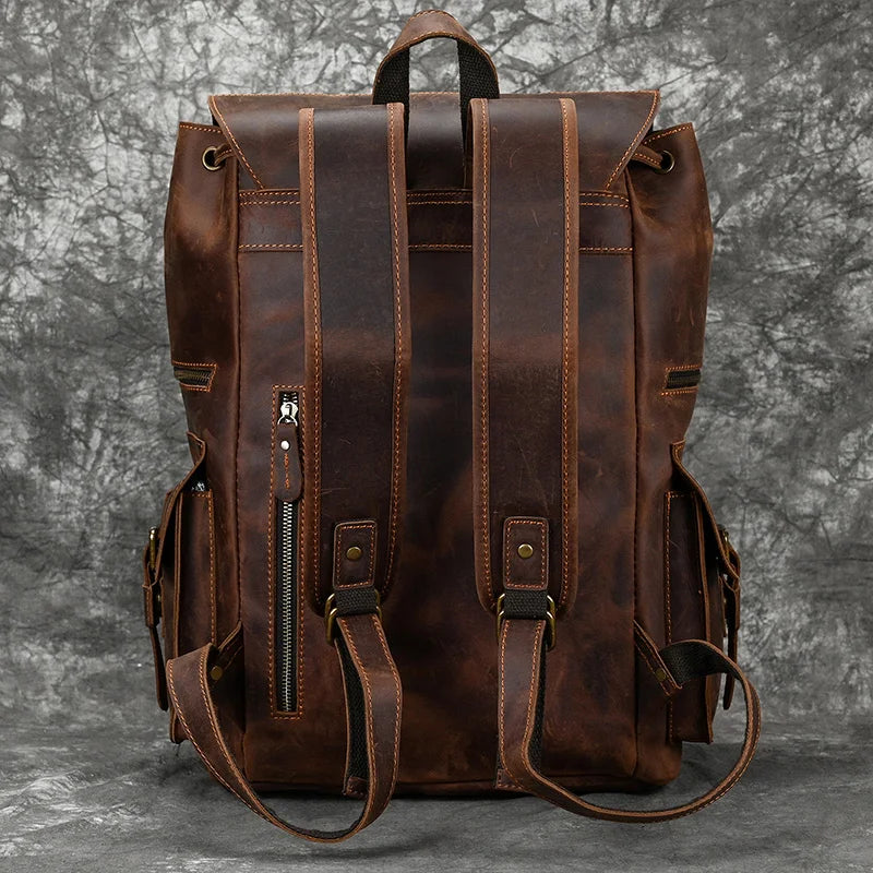 Genuine Leather Laptop Backpack 17" Men Travel Daypack Bag