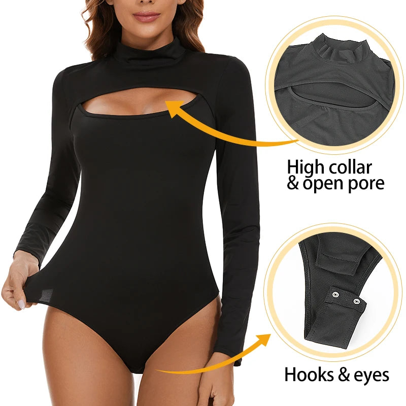 High Collar Shapewear Corset Bodysuit, Tummy Control Tank