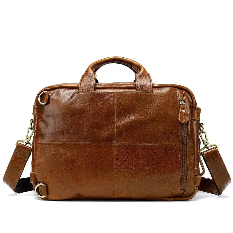 Genuine Leather Men’s Travel Backpack Luxury School Bag 17"