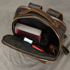 Vintage Travel Backpack Crazy Horse Leather Double Zipper Bag - VacationGrabs
