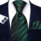 Dark Green Three Piece Ties - Patterned and Textured Designs