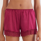 VacationGrabs Chic White Satin Lace Shorts For Woman Casual Elastic Waist Shorts Summer Elegant High Waist Short Pants Lady Streetwear