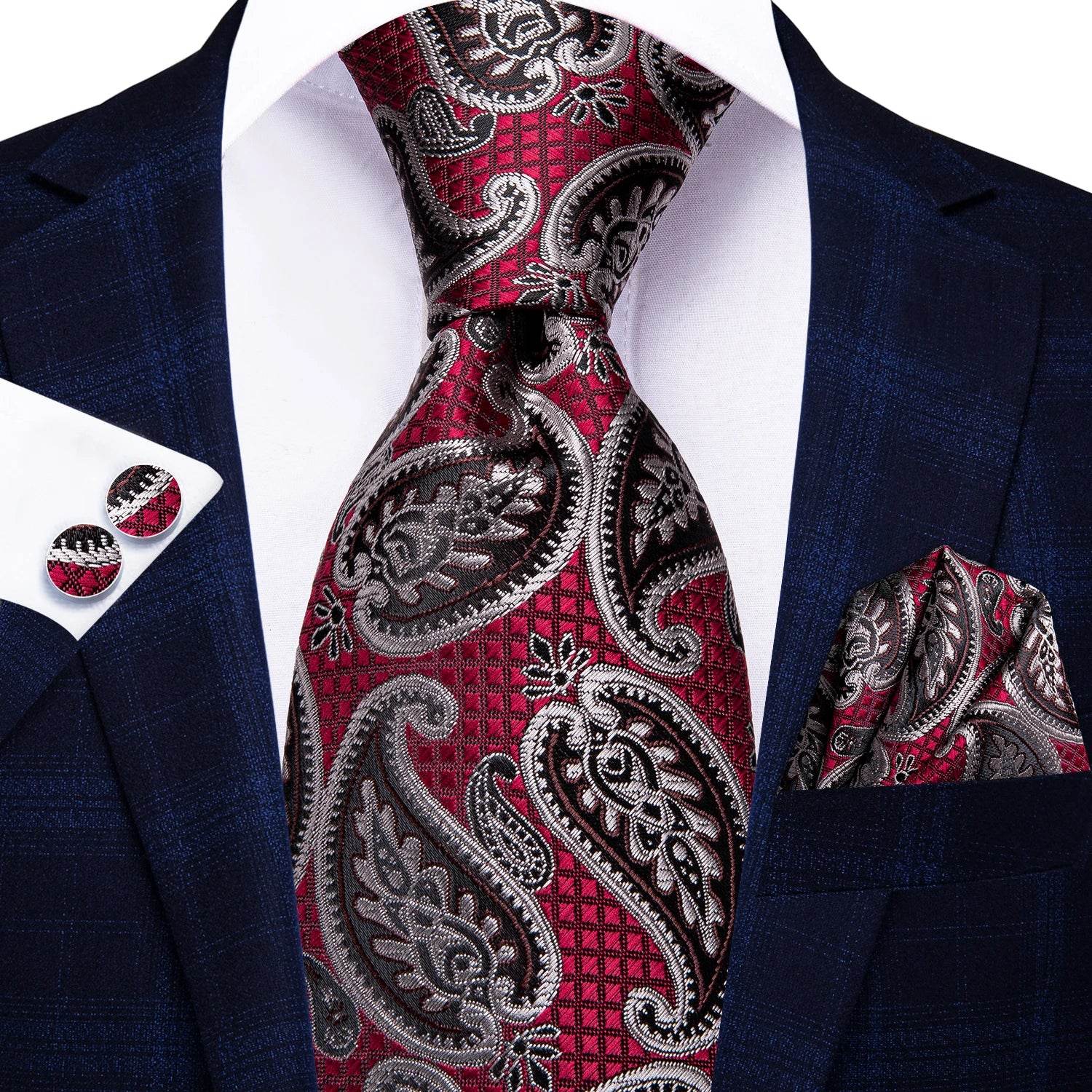 Multicolor Paisley 100% Silk Tie Sets for Men - VacationGrabs