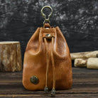 Creative Handmade Leather Coin Purse Retro Style with Silver Bag Design - VacationGrabs