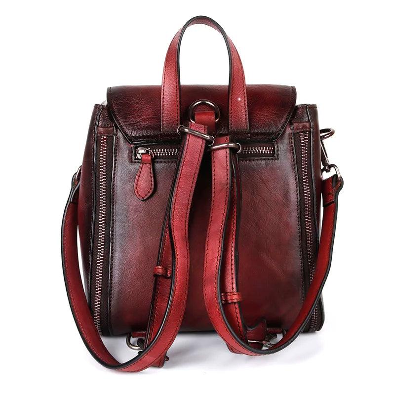 Luggage & Bags - Backpacks Retro Design Womens High Quality Leather Backpack Daypack Genuine Leather Rucksack