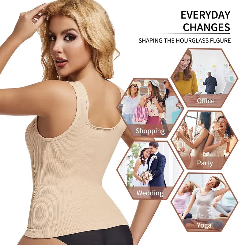 Tummy Control Camisole Shapewear Top, Wide Straps