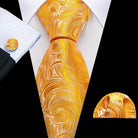 Gold & Beige Silk Tie Set for Men - VacationGrabs