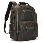 Vintage Crazy Horse Leather Backpack Men Travel Laptop School Bag - VacationGrabs
