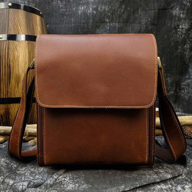 Genuine Leather Men's Shoulder Bag Crossbody Messenger for iPad - VacationGrabs