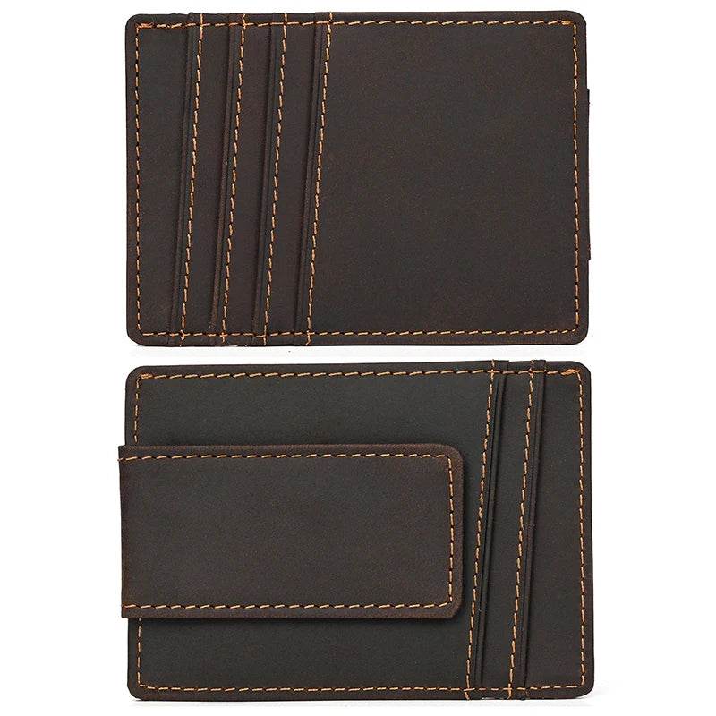 Luxury Designer Card Holder Money Clip Purse Wallet Genuine Leather - VacationGrabs