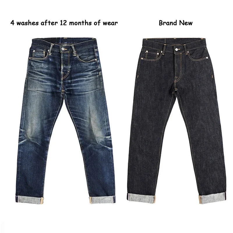 Red Tornado Slim Fit Men's Jeans Selvage Denim Pants Blue Onewash