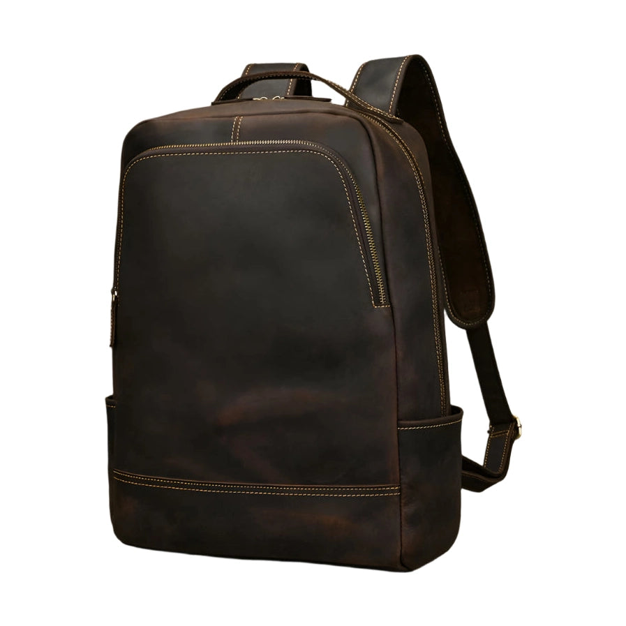 15.6" Laptop Leather Backpack for Men Vintage Business