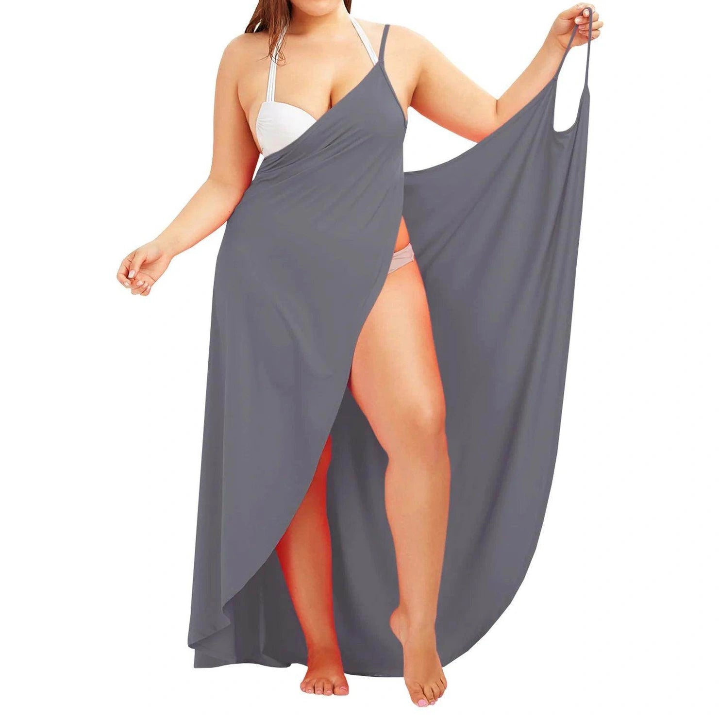 Plus Swimwear Cover-Up Summer Beach Pool Dress - VacationGrabs