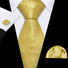 Gold & Beige Silk Tie Set for Men - VacationGrabs