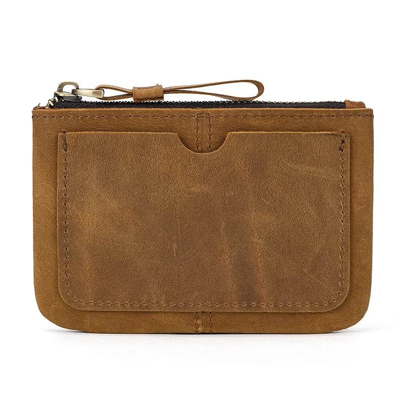 Mini Coin Purse Genuine Leather Real Cowhide Small Wallet with Key Ring - VacationGrabs