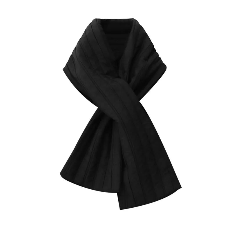 Women's Asymmetric Padded Coat & Skirt Set with Scarf