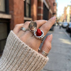 Hidden Lipstick Holder Open Ring, 18K Gold-Plated Steel