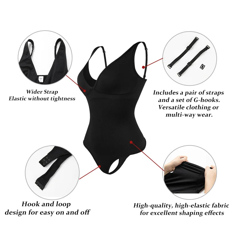 Deep V Halter Bodysuit – Tummy Control Shapewear Thong