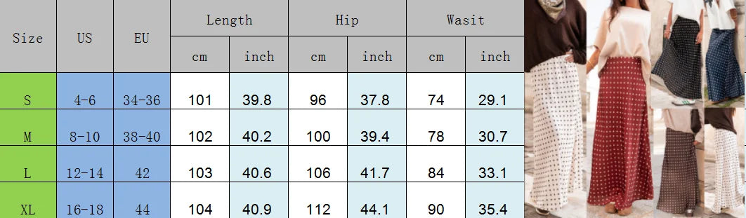 VacationGrabs Women Polka Dot Maxi Skirt Elegant Ladies Bodycon A Line Flare Long Skirts Cute Print Flowy Maxi Satin Skirt Dress