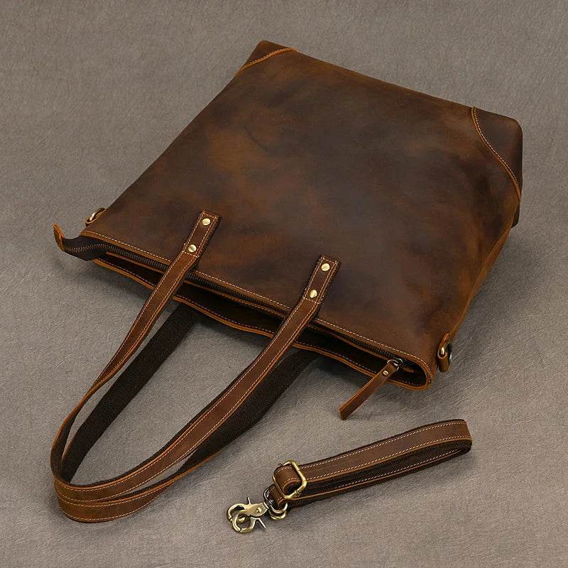 Luxury Designer Women’s Leather Shoulder Bag Laptop Crossbody Tote - VacationGrabs