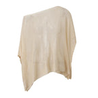 VacationGrabs Women Knit Poncho Top One Shoulder Asymmetric Irregular Hanky Hem Sheer See Through Batwing Cover Up Summer Beachwear