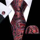 Red Plaid Silk Tie Set for Men - VacationGrabs