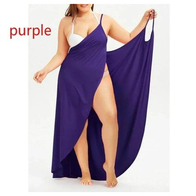 Plus Swimwear Cover-Up Summer Beach Pool Dress - VacationGrabs