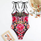Bold Floral Womens Backless Bathing Suit - VacationGrabs