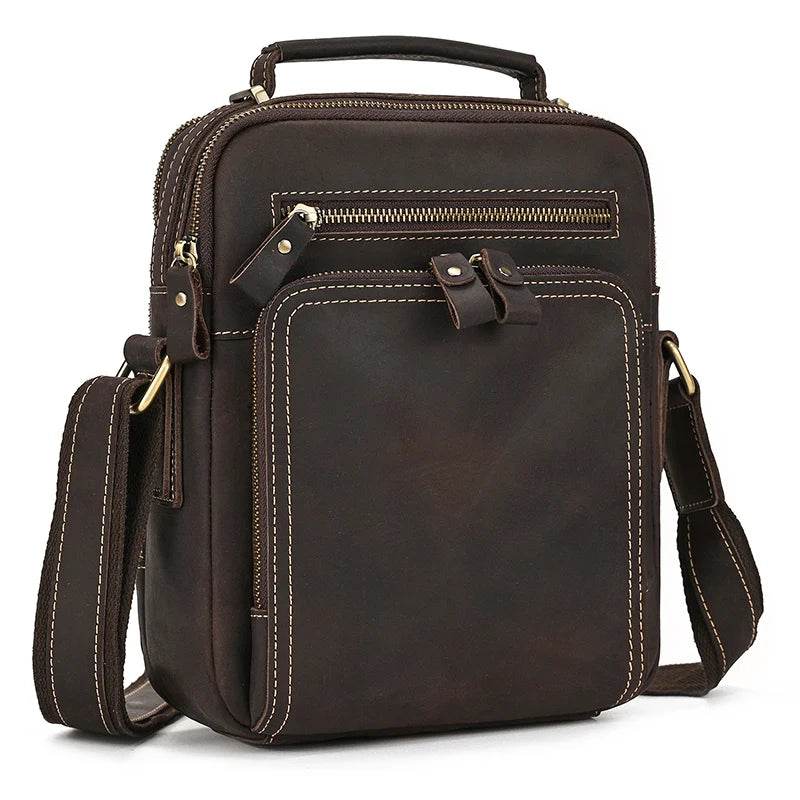 High-Quality Genuine Leather Men’s Crossbody Bag Vintage Sling Bag - VacationGrabs