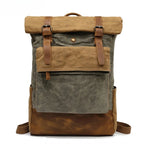 Men's Crazy Horse Leather Travel Backpack, 20-35L