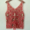 Trendy Sequins Beads Flower Pattern Vests Women's Sleeveless Open Back V Neck Camisoles See-Through Chic Summer Camis