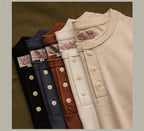 Red Tornado Short Sleeve Henley T-Shirt Heavyweight Cotton Every Day Tee Amekaji