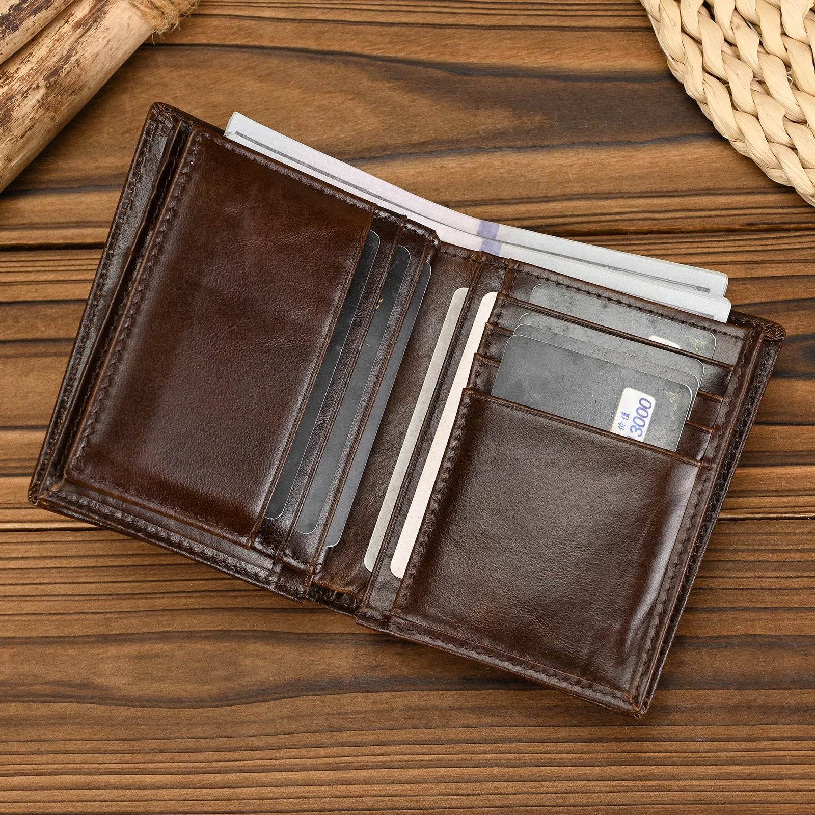 Fashion Leather Wallet for Men Crazy Horse Style Card Holder - VacationGrabs