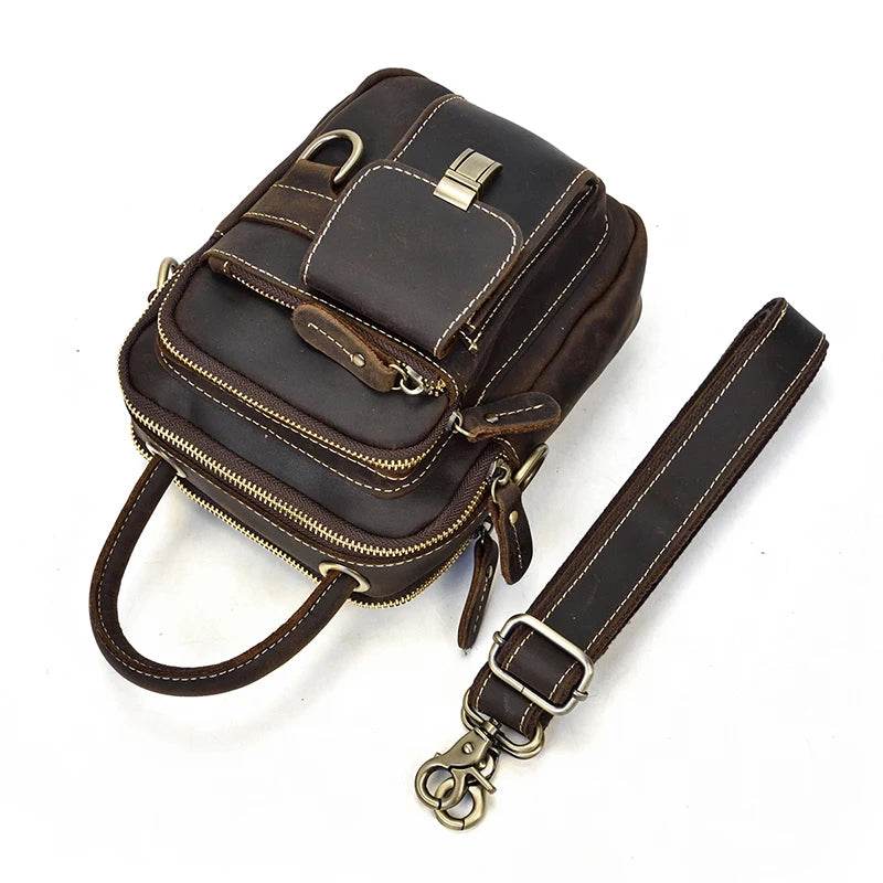 Genuine Leather Shoulder Waist Bag Men’s Small Crossbody Pouch - VacationGrabs