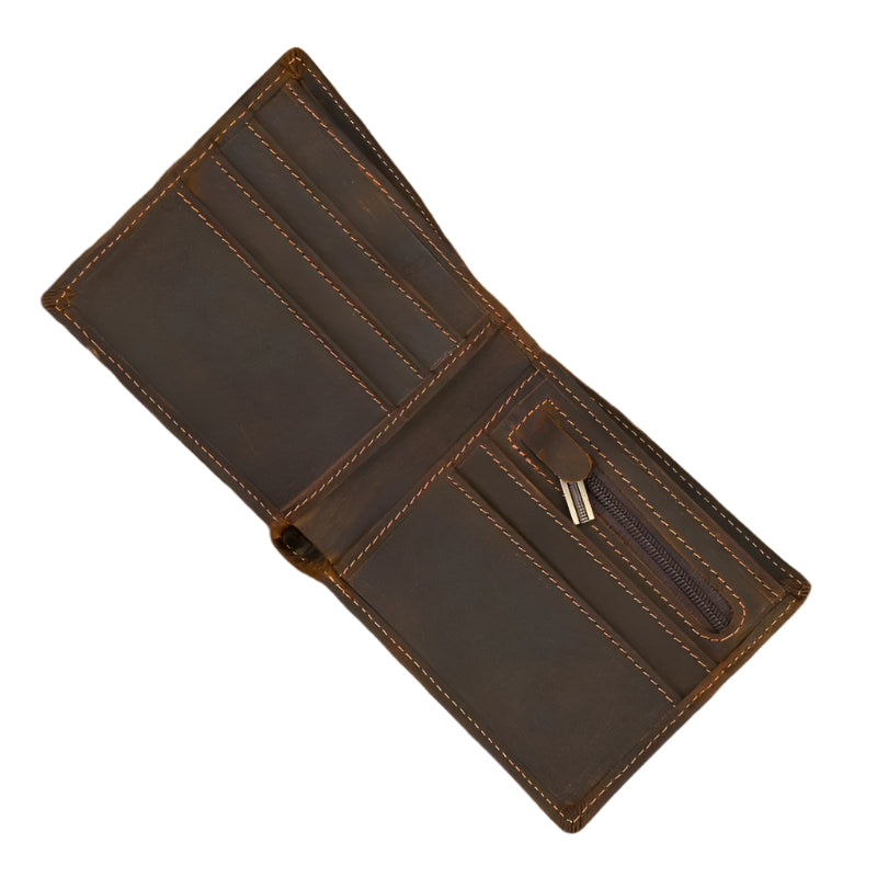 Luxury Bifold Leather Wallet for Men Slim Purse Cowhide with Coins Pocket - VacationGrabs