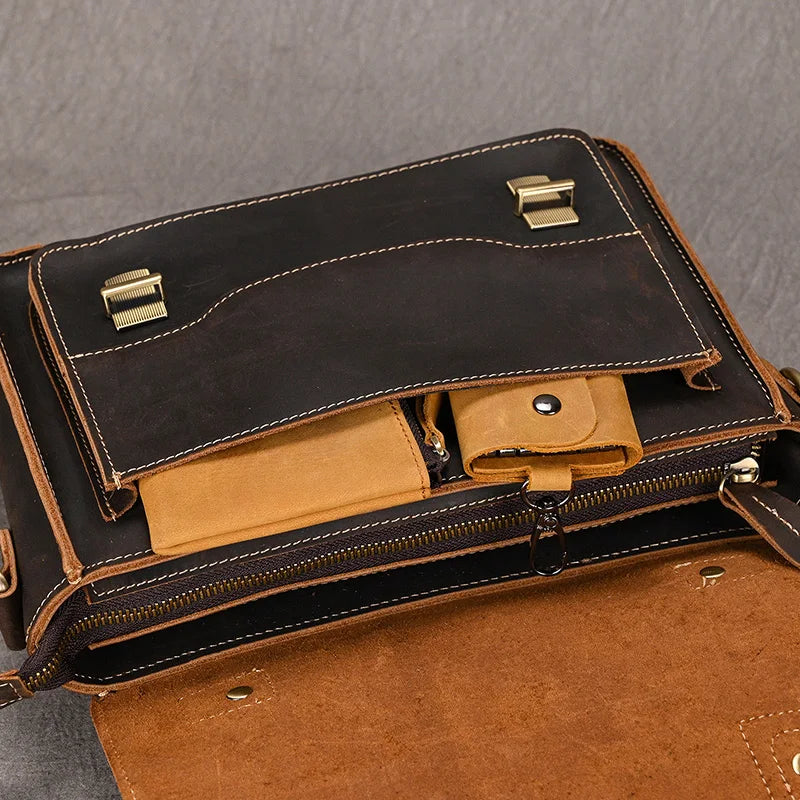 Vintage Fashion Men's Shoulder Bag Genuine Leather Men Sling Bag