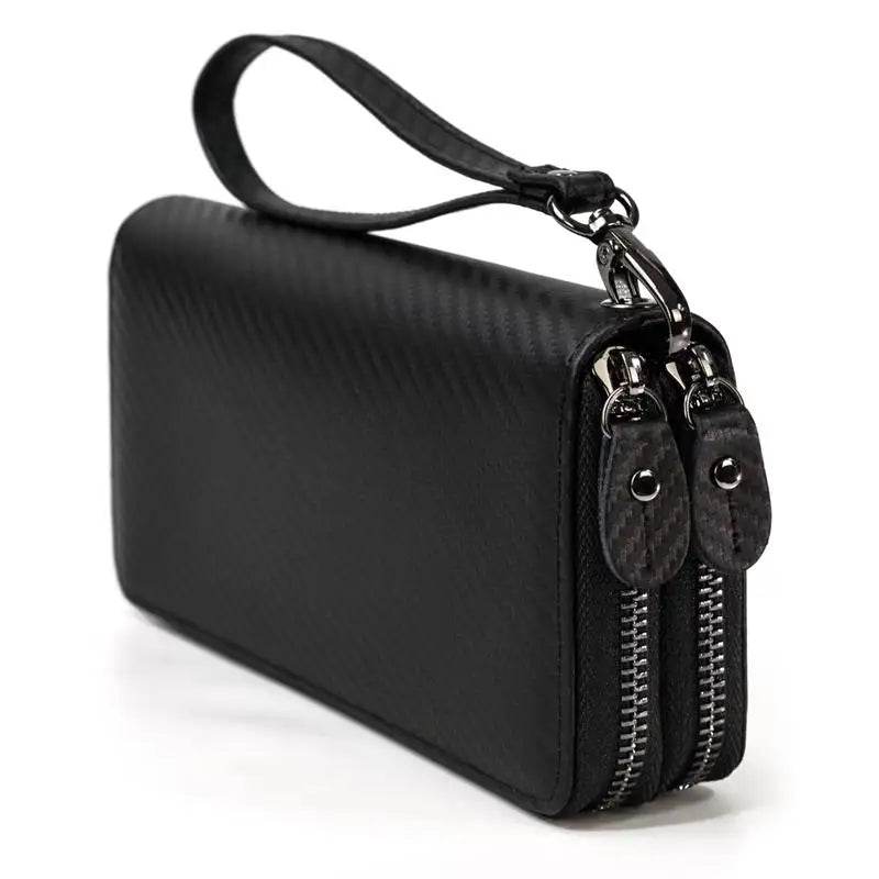 Retro Crazy Horse Leather Double Zipper Wallet for Men & Women - VacationGrabs