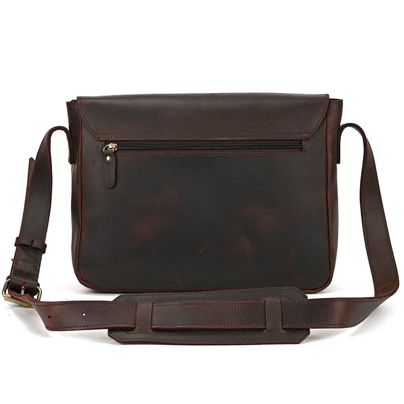 Retro Genuine Leather Laptop Shoulder Bag Business Messenger Bag - VacationGrabs