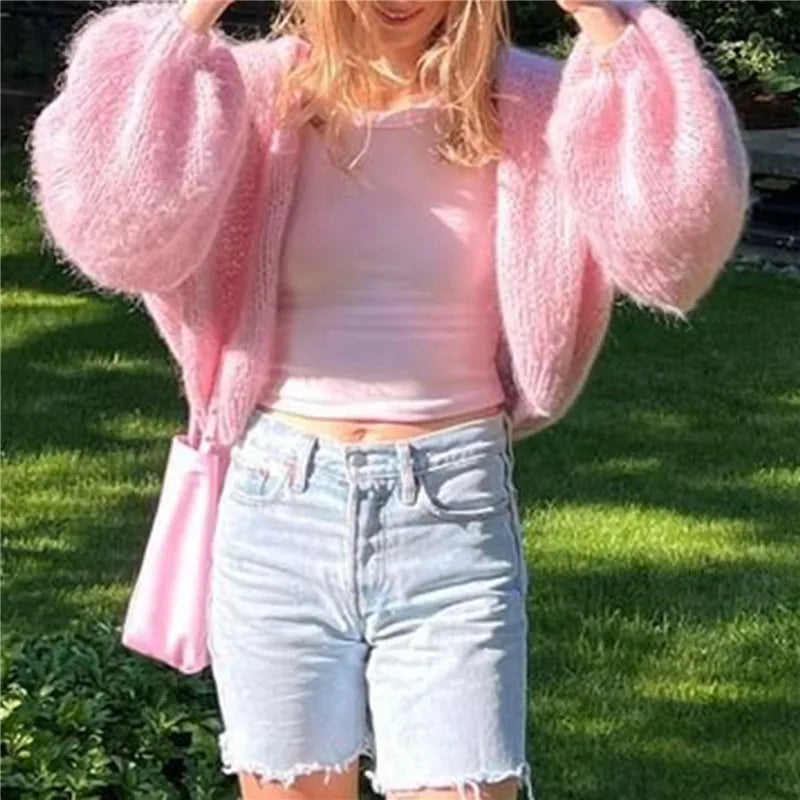VacationGrabs Casual Knitted Cardigan Women Solid Color Sweater Long Sleeve Loose Outcoat Autumn Winter Tops Lady Streetwear