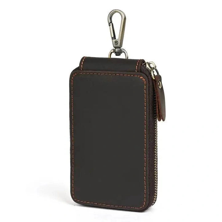 Vintage Style Leather Keychain Wallet for Car Keys & Keyring Holder - VacationGrabs