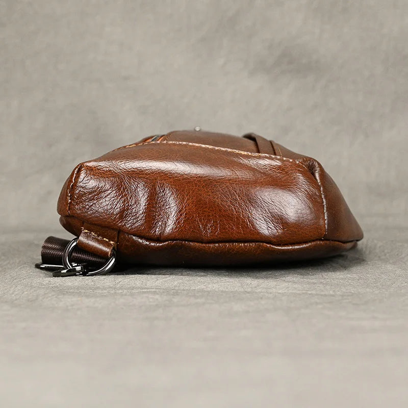 Men's Genuine Leather Sling Bag – Casual Crossbody Chest Pack