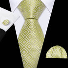 Gold & Beige Silk Tie Set for Men - VacationGrabs