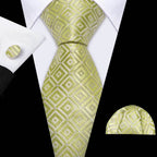 Gold & Beige Silk Tie Set for Men - VacationGrabs