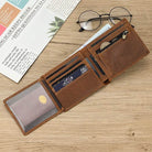 Leather Wallet for Men Crazy Horse Short Purse Multi Card Holder - VacationGrabs