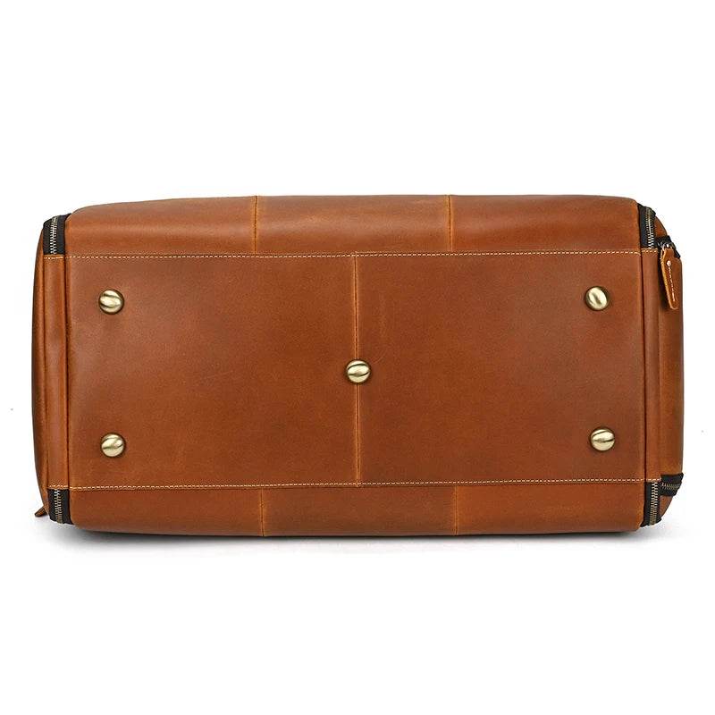 Men's Leather Business Trip Travel Duffle Opens to a Garment Bag - VacationGrabs